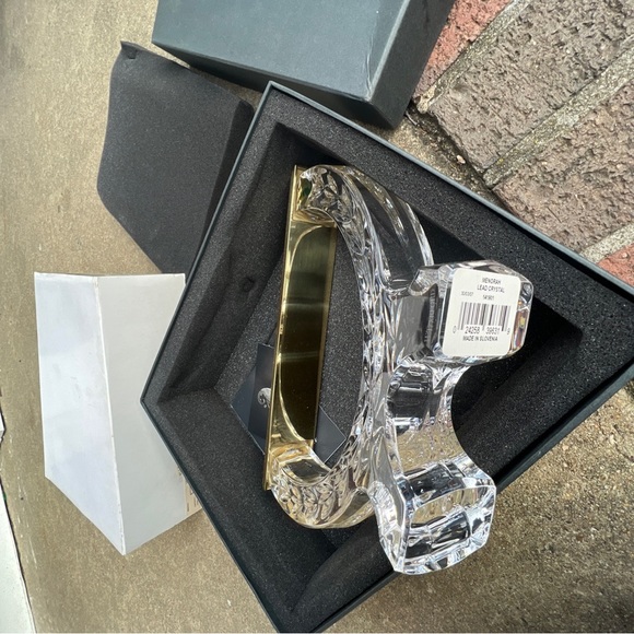 Waterford MENORAH Laurel Leaf Crystal & Polished Brass Hanukkah Judaica New Box - Picture 3 of 8